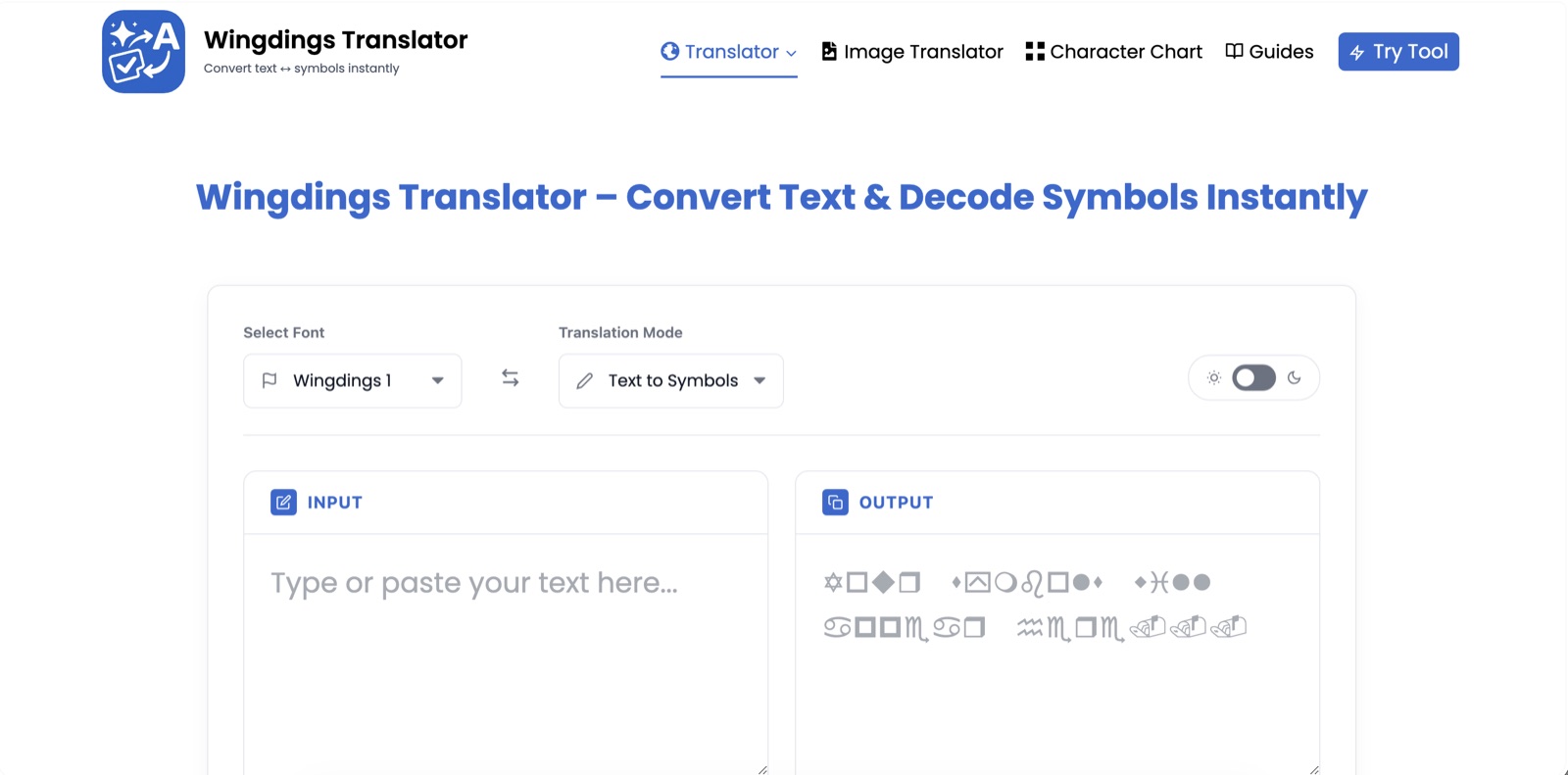 Wingding Translator screenshot